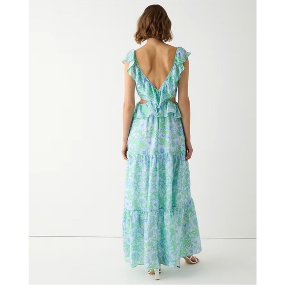 J. Crew Collection Floral Cutout Maxi Dress Size 10 - Picture 7 of 7